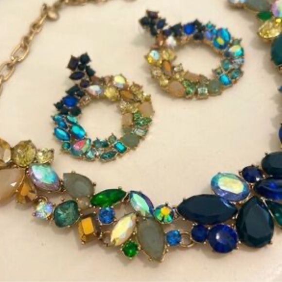 J. Crew Jewelry - RARE J.Crew Multicolor Ombré Gem Necklace and matching earrings